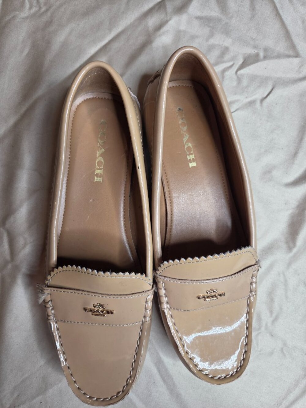 Women's Coach Odette Patent Leather Loafer Tan US 8.5 - Picture 7 of 14